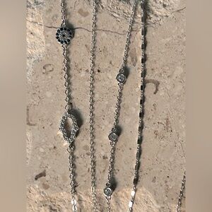 Sterling Silver Eye and Hand Protection Bracelet with Cubic Zirconia